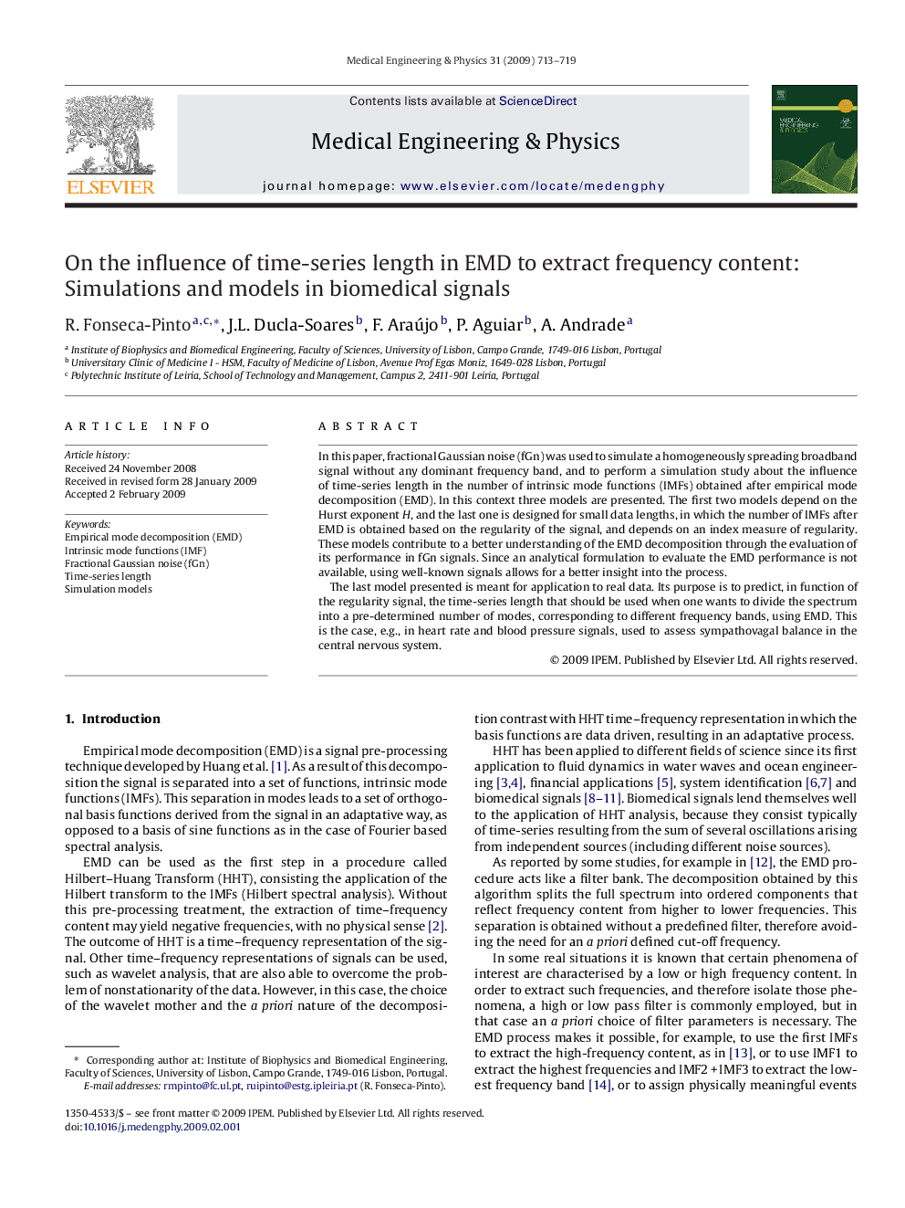 On the influence of time-series length in EMD to extract frequency content: Simulations and models in biomedical signals