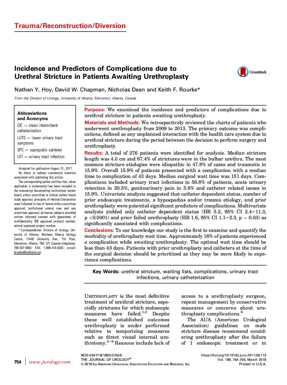 Incidence and Predictors of Complications due to Urethral Stricture in Patients Awaiting Urethroplasty