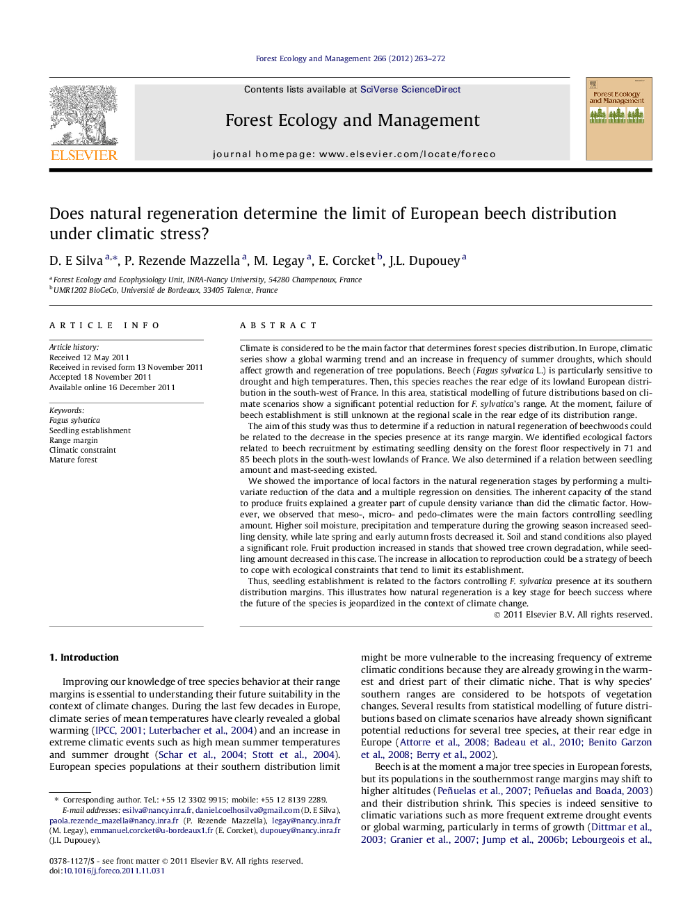 Does natural regeneration determine the limit of European beech distribution under climatic stress?