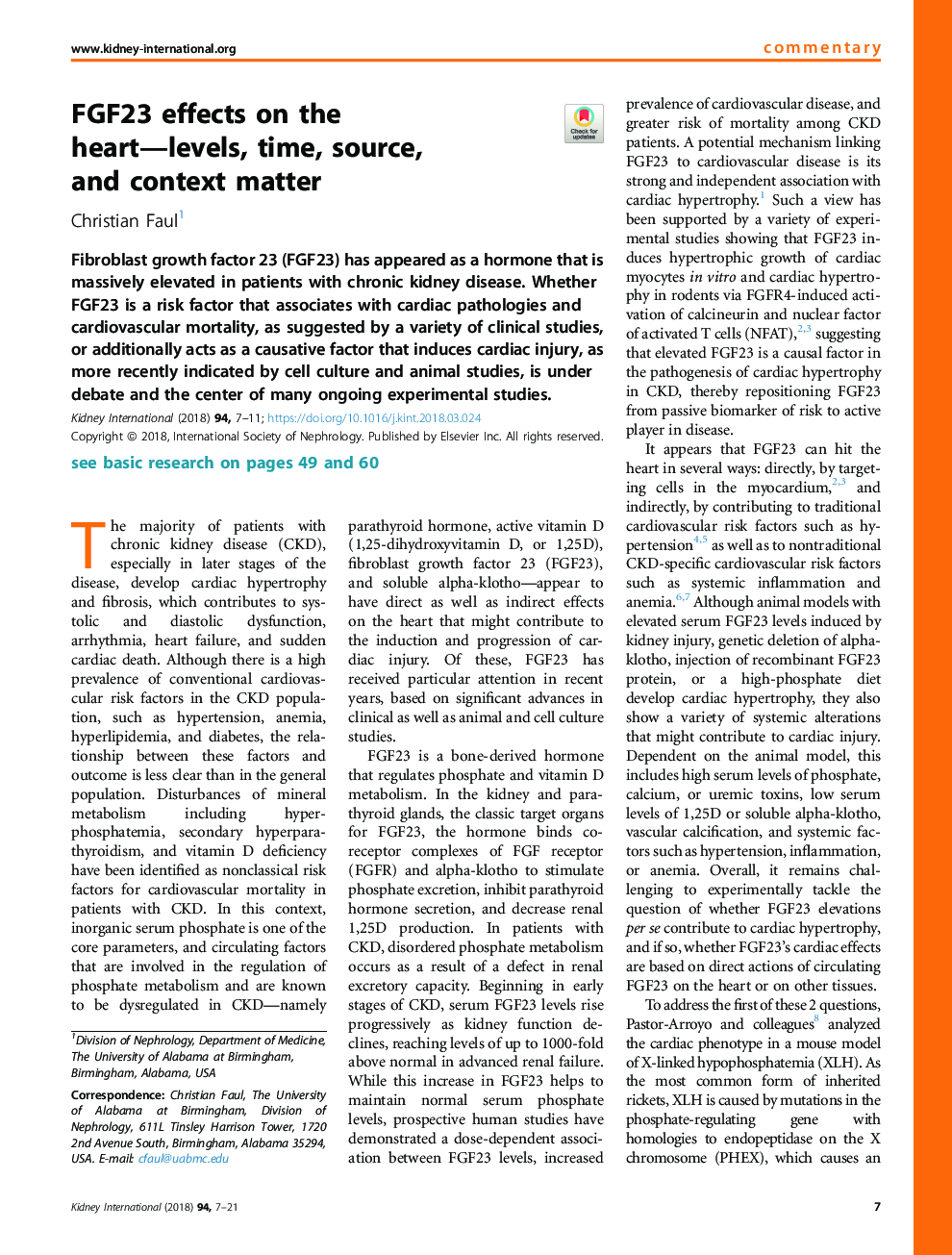 FGF23 effects on the heart-levels, time, source, andÂ context matter