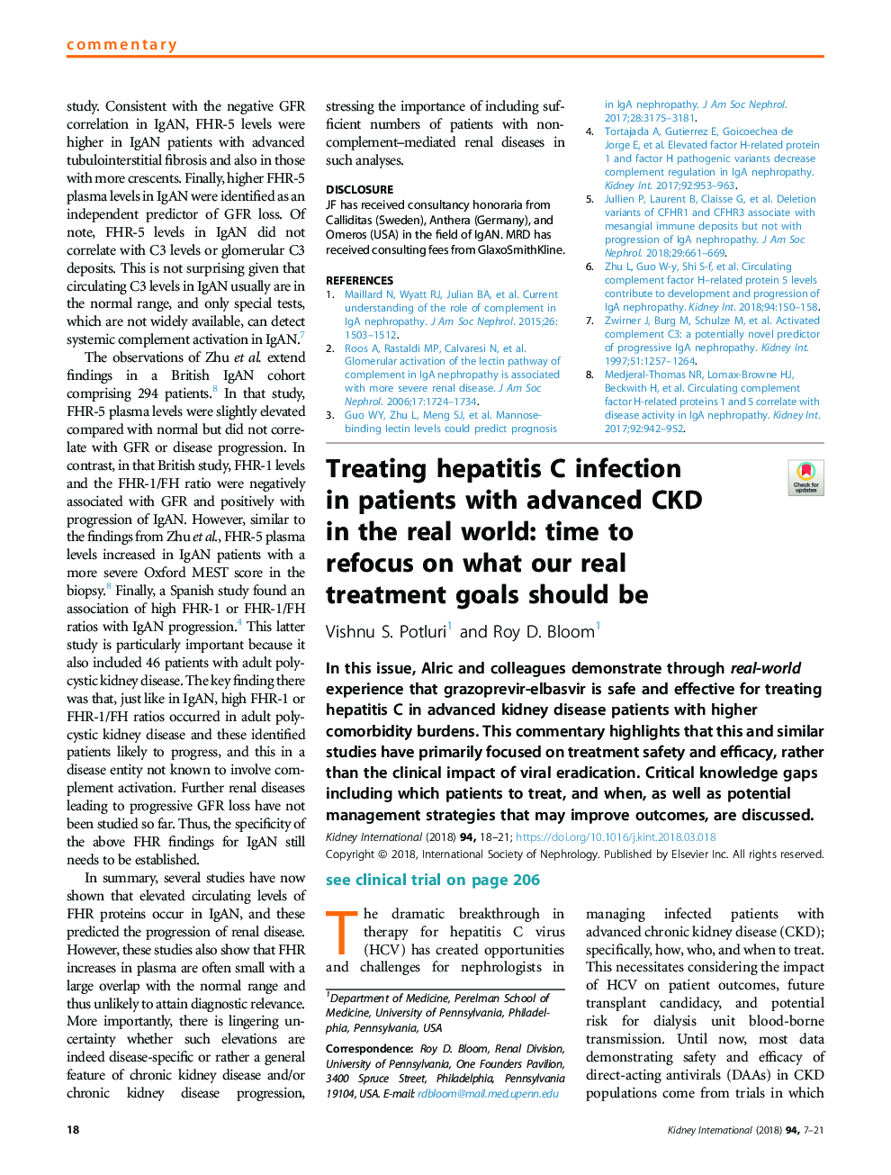 Treating hepatitis C infection in patients with advanced CKD in the real world: time to refocus on what our real treatment goals should be