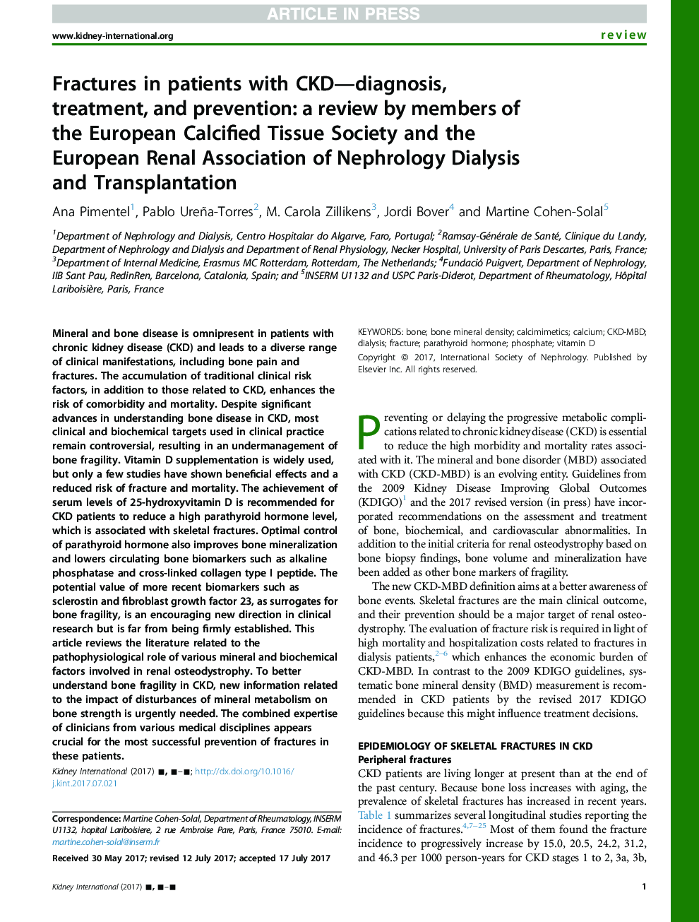 Fractures in patients with CKD-diagnosis, treatment, and prevention: a review by members of the European Calcified Tissue Society and the European Renal Association of Nephrology Dialysis and Transplantation