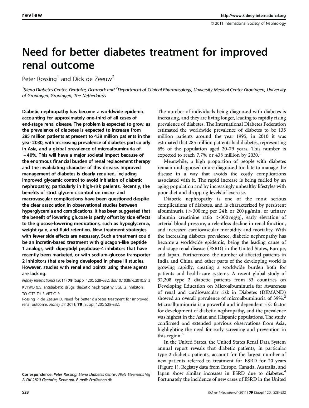 Need for better diabetes treatment for improved renal outcome