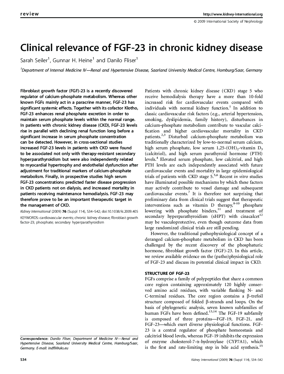 Clinical relevance of FGF-23 in chronic kidney disease