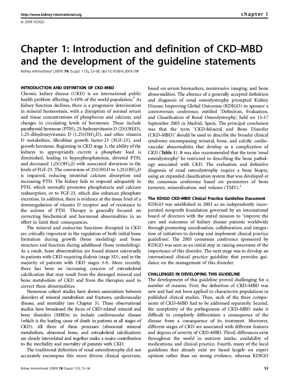 Chapter 1: Introduction and definition of CKD-MBD and the development of the guideline statements