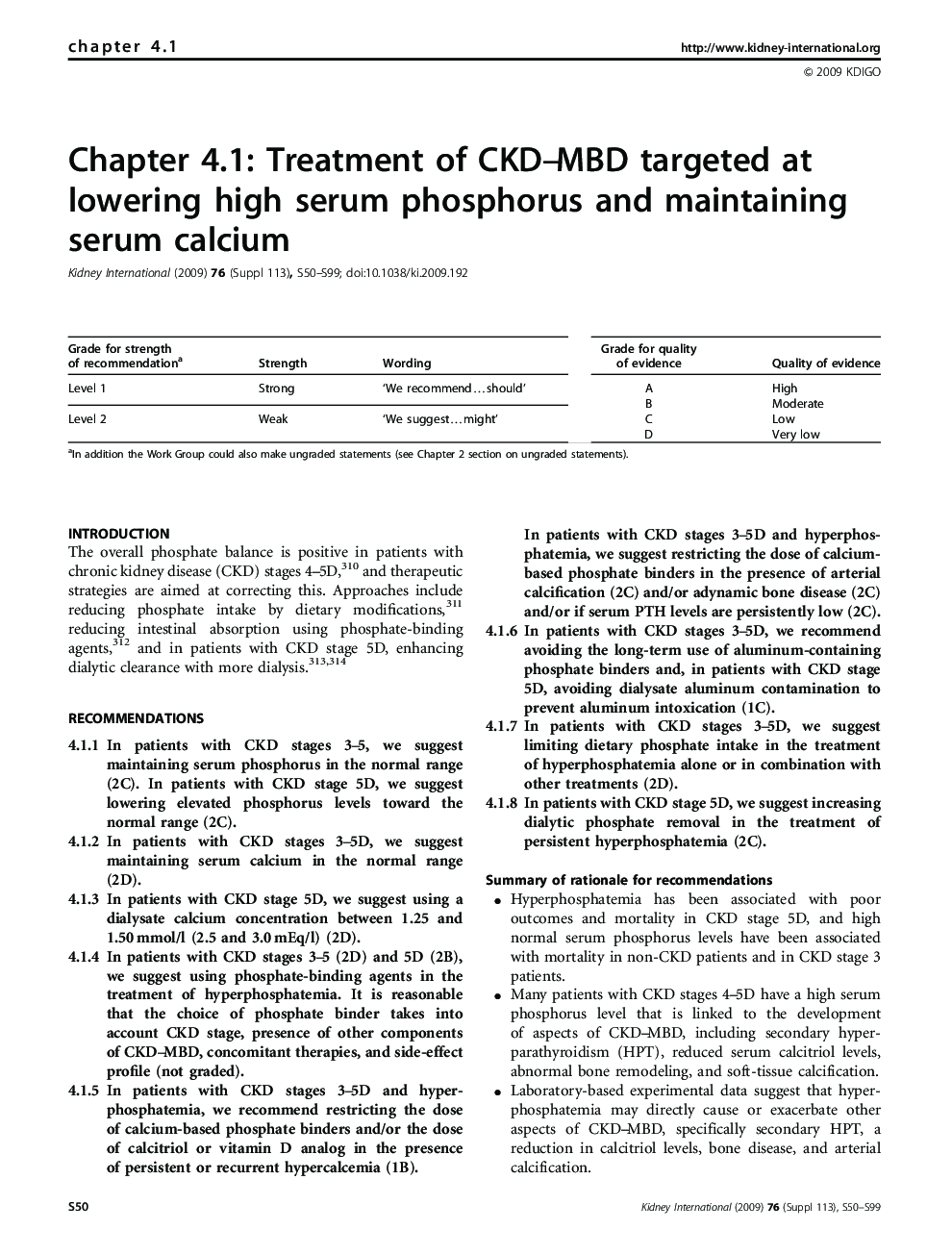 Chapter 4.1: Treatment of CKD-MBD targeted at lowering high serum phosphorus and maintaining serum calcium