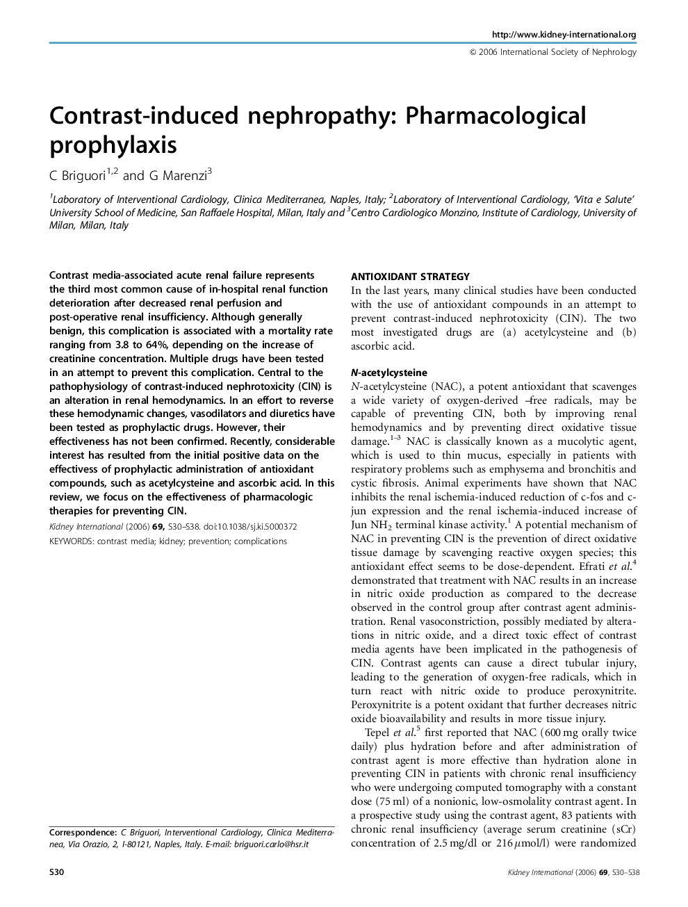 Contrast-induced nephropathy: Pharmacological prophylaxis