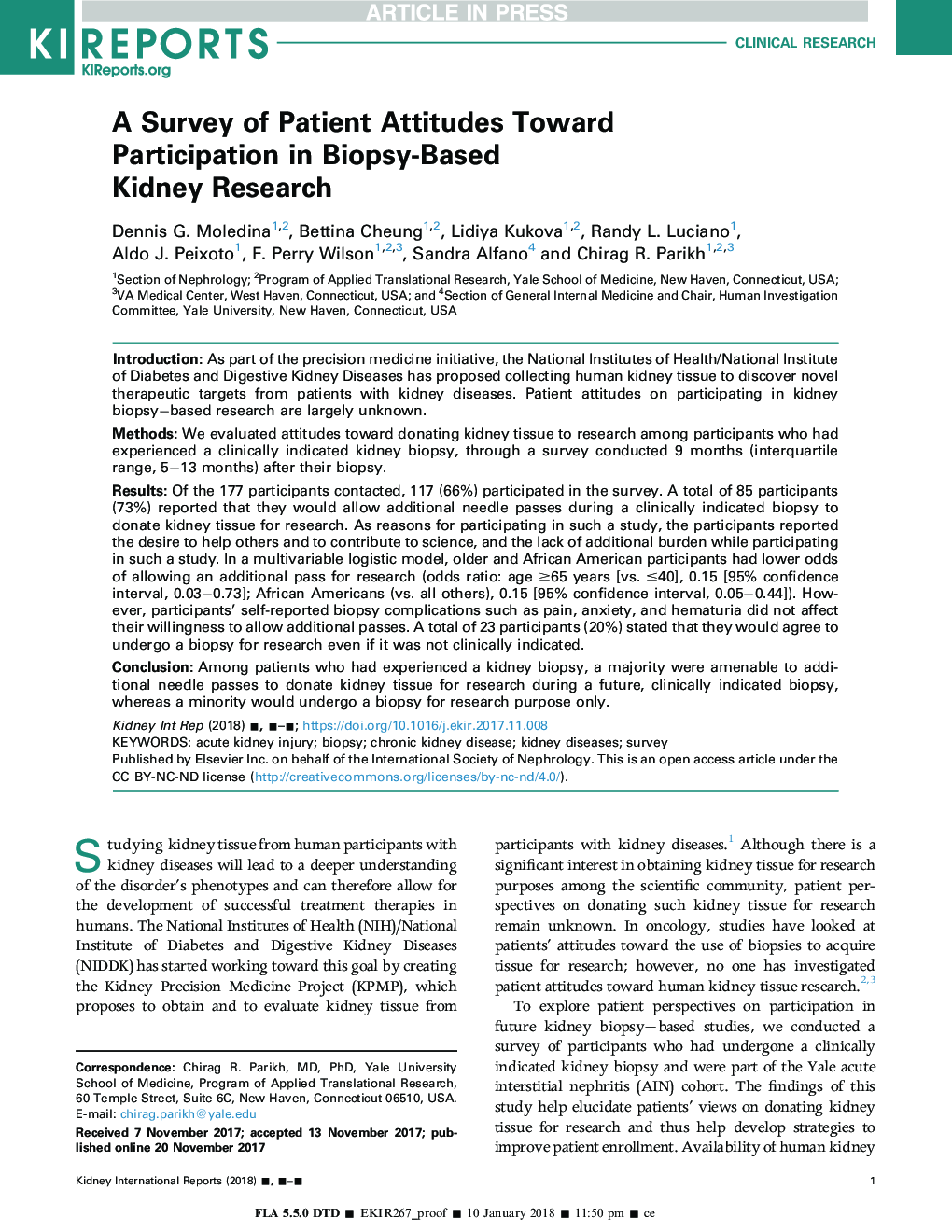 A Survey of Patient Attitudes Toward Participation in Biopsy-Based Kidney Research