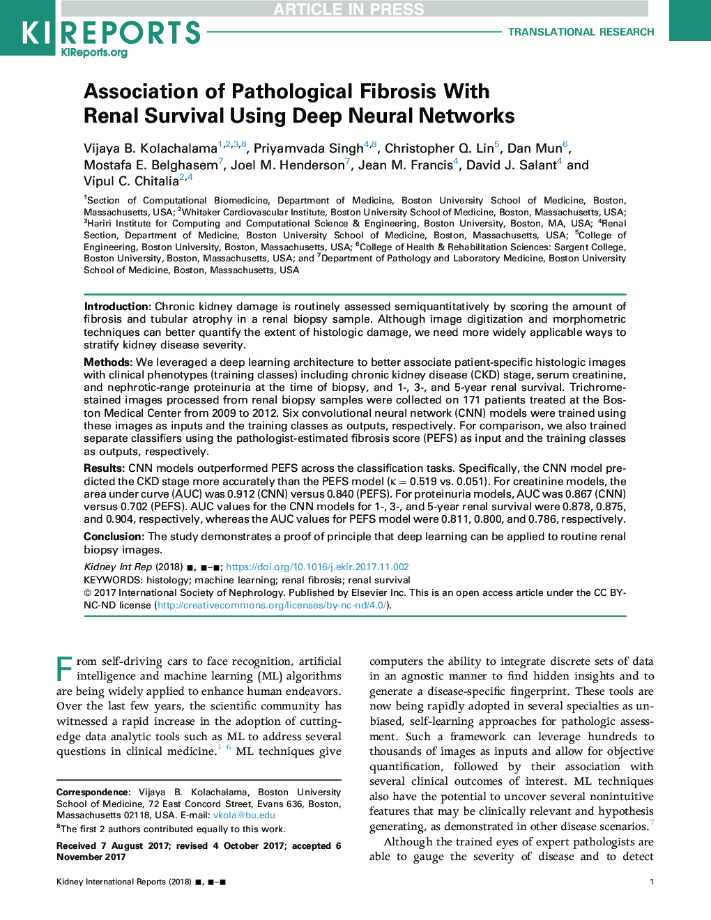 Association of Pathological Fibrosis With Renal Survival Using Deep Neural Networks