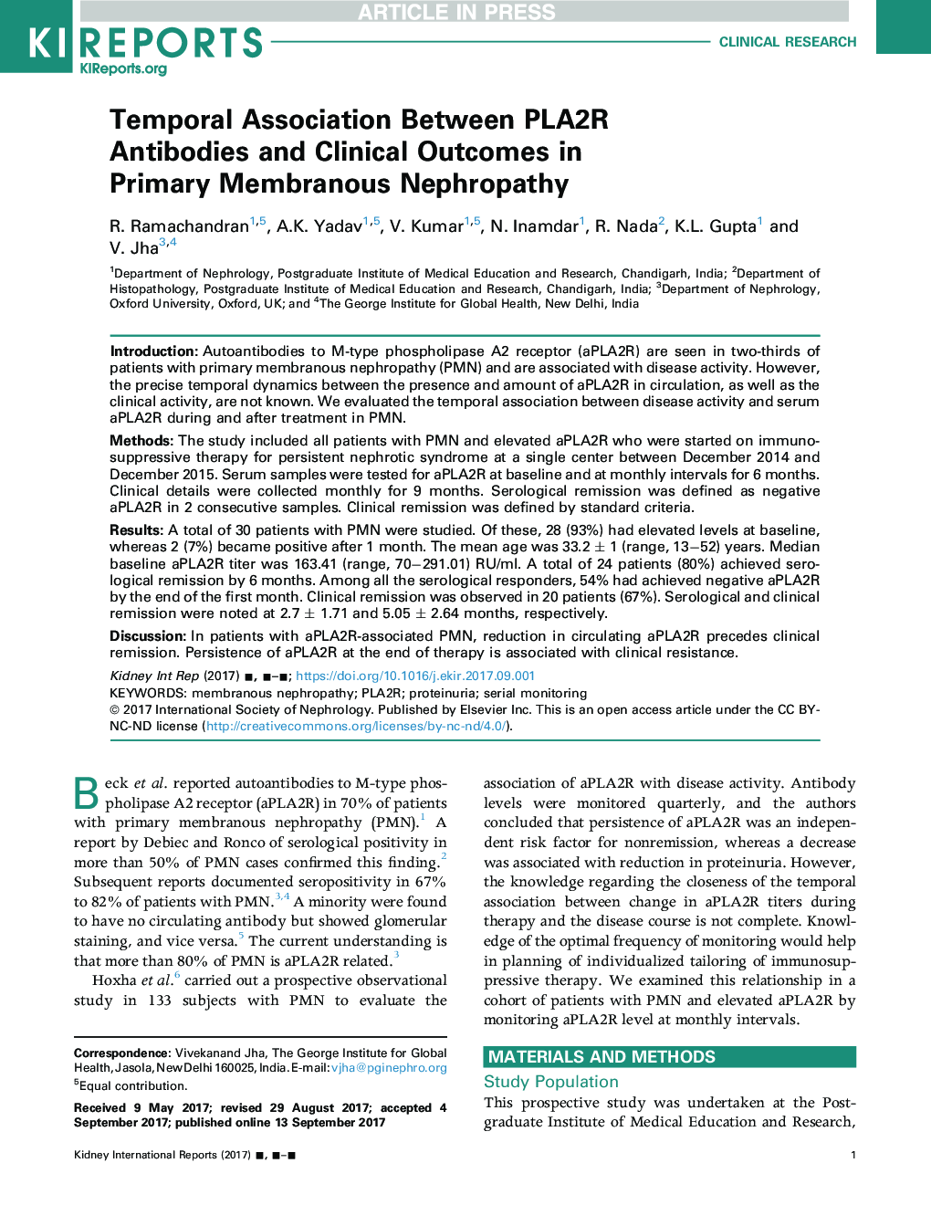 Temporal Association Between PLA2R Antibodies and Clinical Outcomes in Primary Membranous Nephropathy