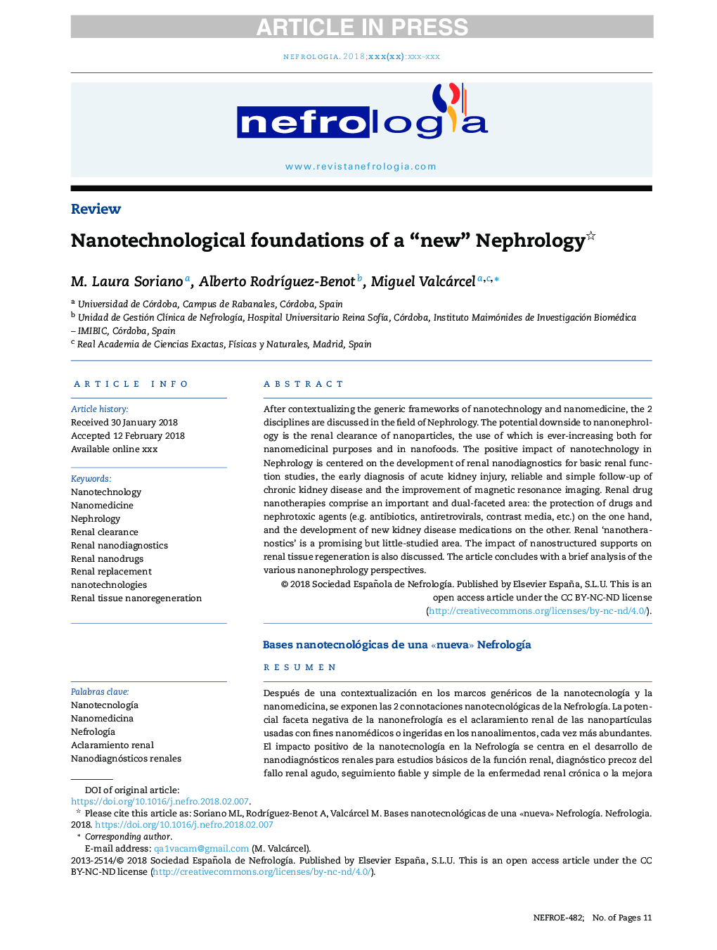 Nanotechnological foundations of a “new” Nephrology