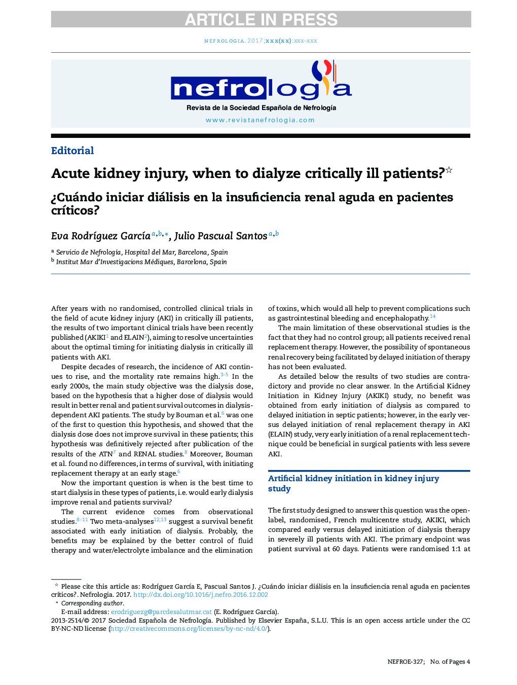 Acute kidney injury, when to dialyze critically ill patients?