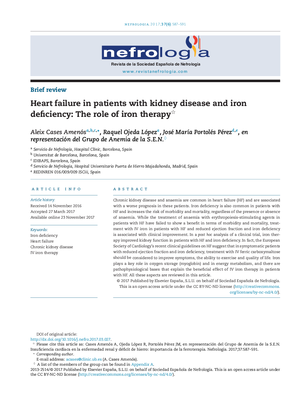 Heart failure in patients with kidney disease and iron deficiency: The role of iron therapy