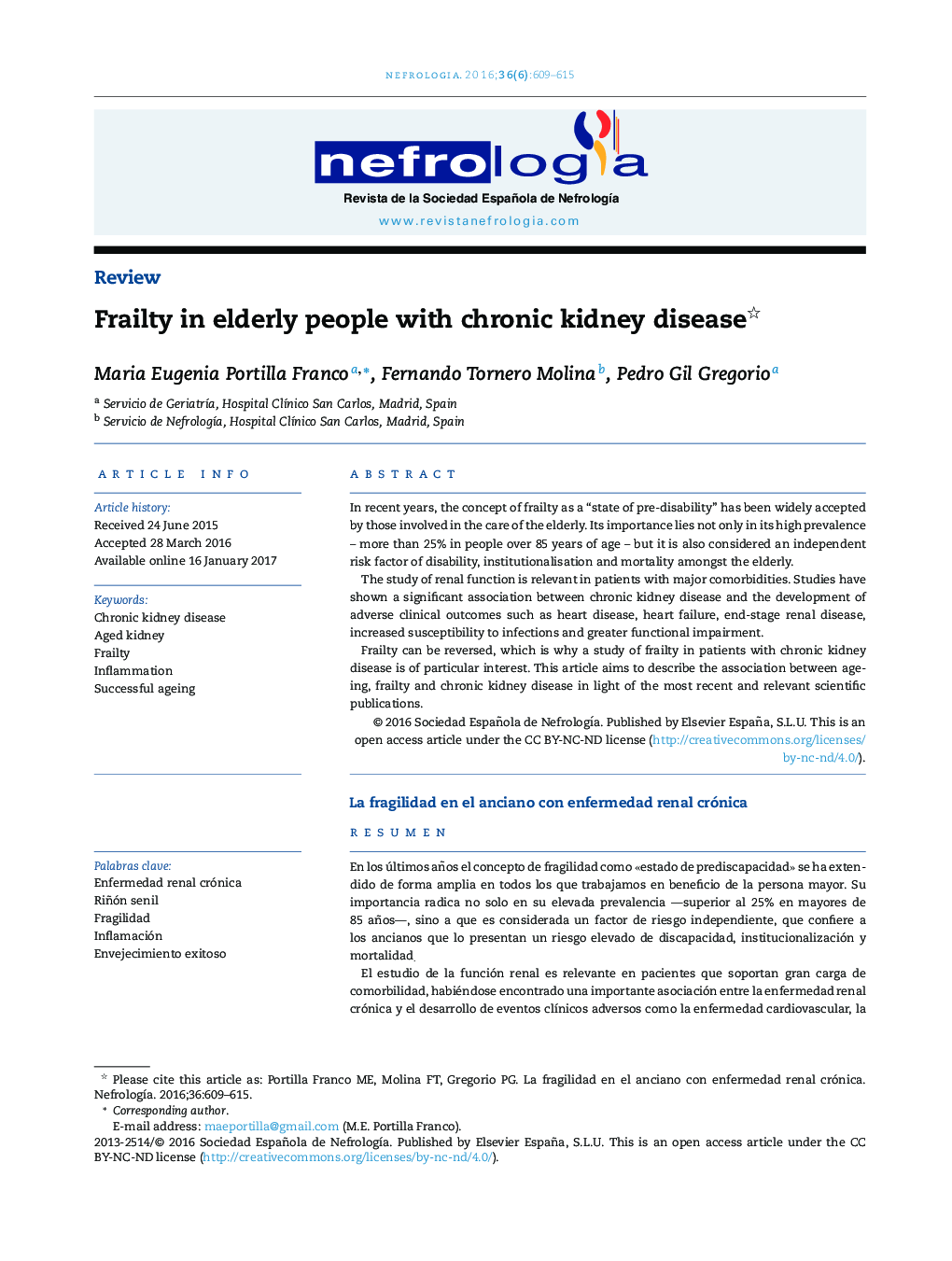 Frailty in elderly people with chronic kidney disease