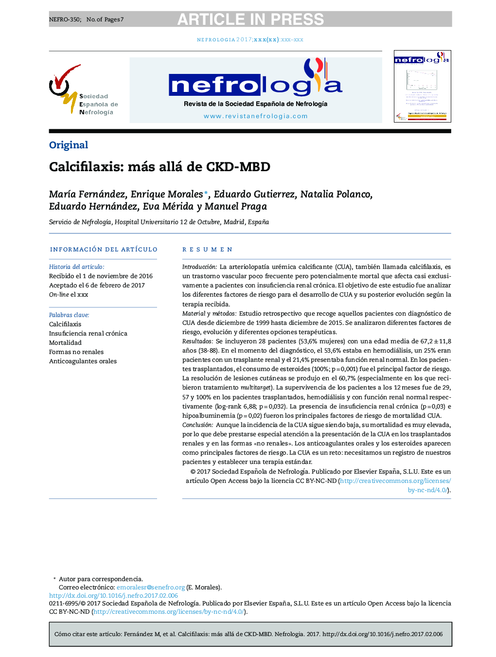 Calcifilaxis: más allá de CKD-MBD