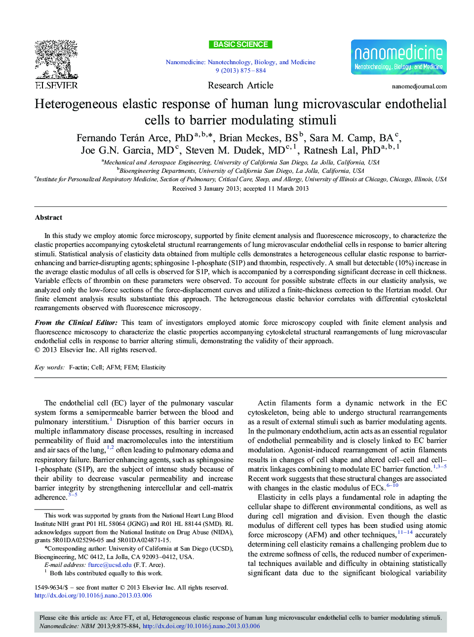 Heterogeneous elastic response of human lung microvascular endothelial cells to barrier modulating stimuli 