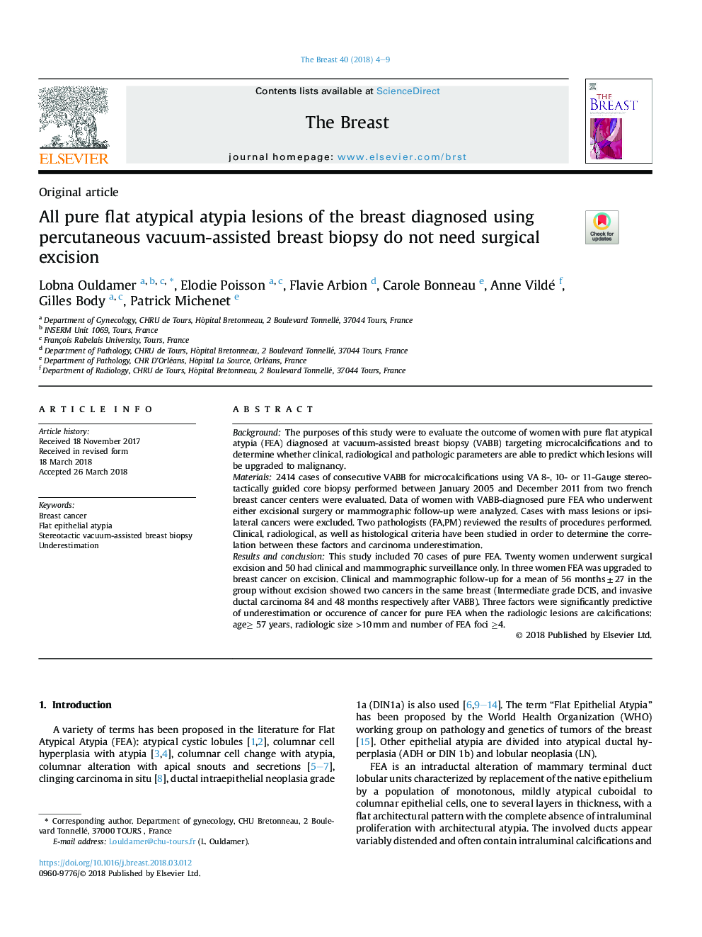 All pure flat atypical atypia lesions of the breast diagnosed using percutaneous vacuum-assisted breast biopsy do not need surgical excision