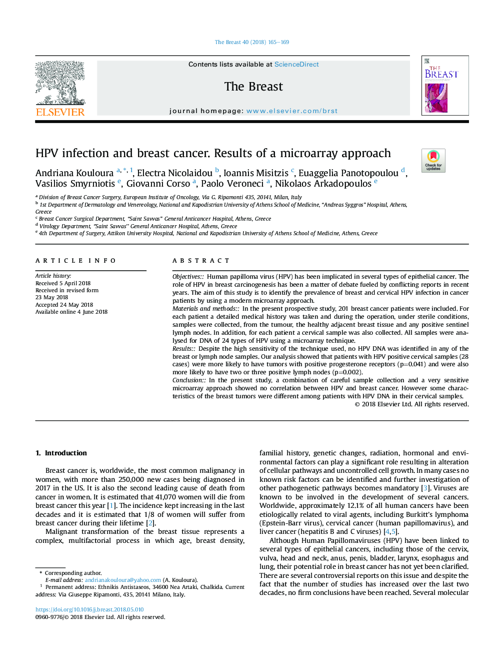 HPV infection and breast cancer. Results of a microarray approach