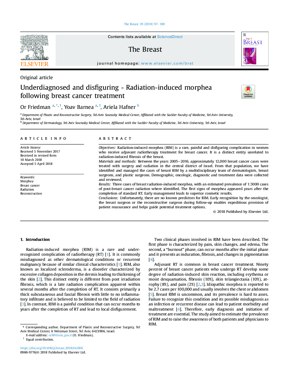 Underdiagnosed and disfiguring - Radiation-induced morphea following breast cancer treatment