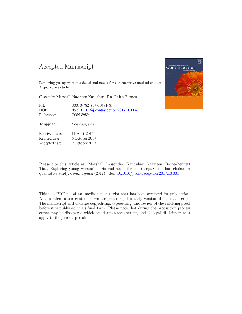 Exploring young women's decisional needs for contraceptive method choice: a qualitative study