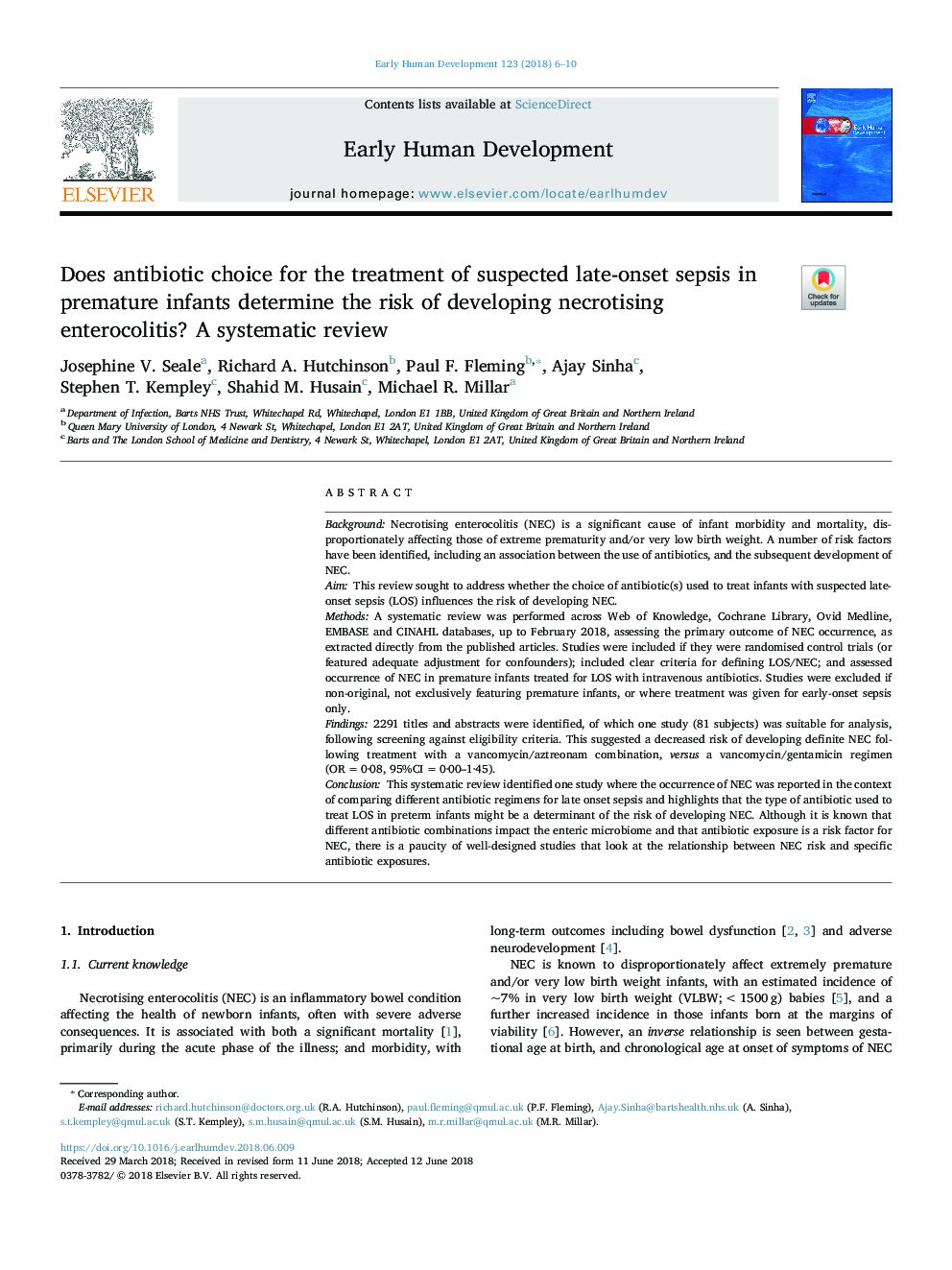 Does antibiotic choice for the treatment of suspected late-onset sepsis in premature infants determine the risk of developing necrotising enterocolitis? A systematic review