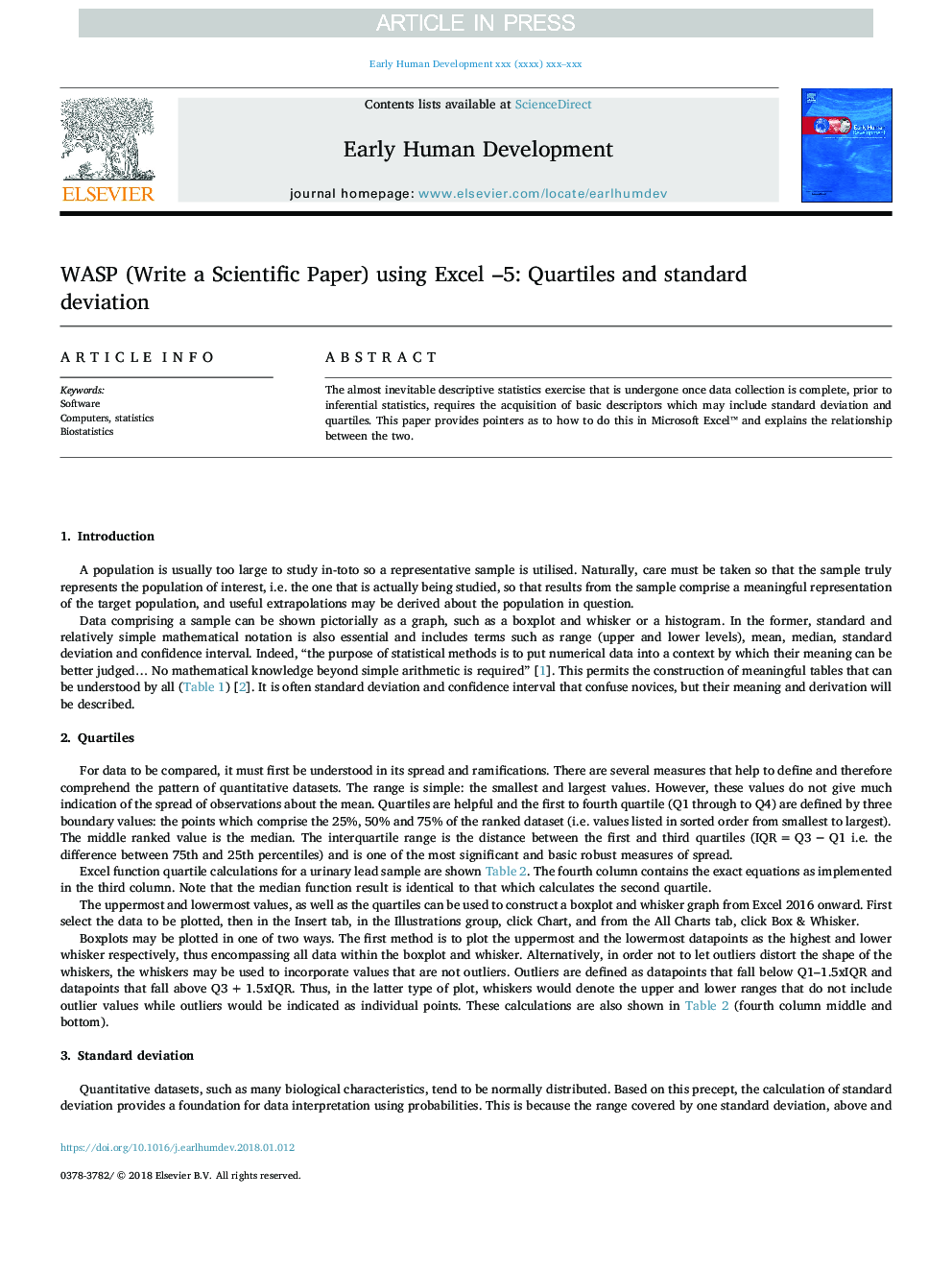 WASP (Write a Scientific Paper) using Excel -5: Quartiles and standard deviation