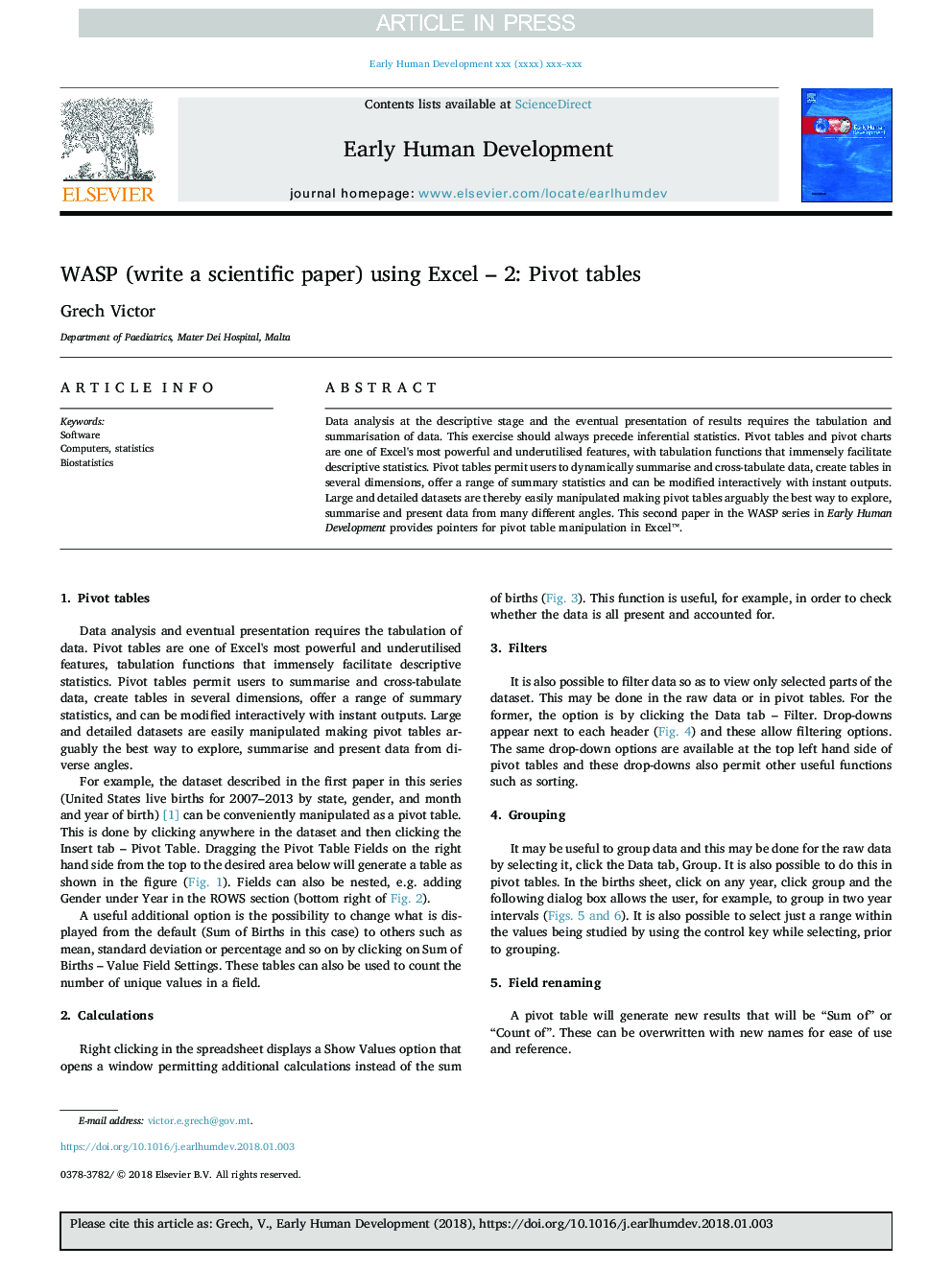 WASP (Write a Scientific Paper) using Excel - 2: Pivot tables