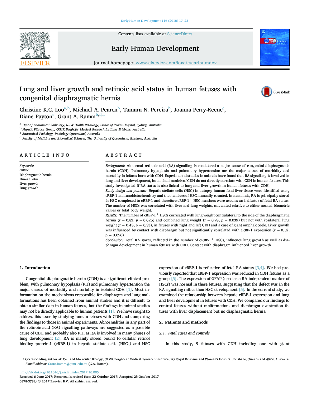 Lung and liver growth and retinoic acid status in human fetuses with congenital diaphragmatic hernia