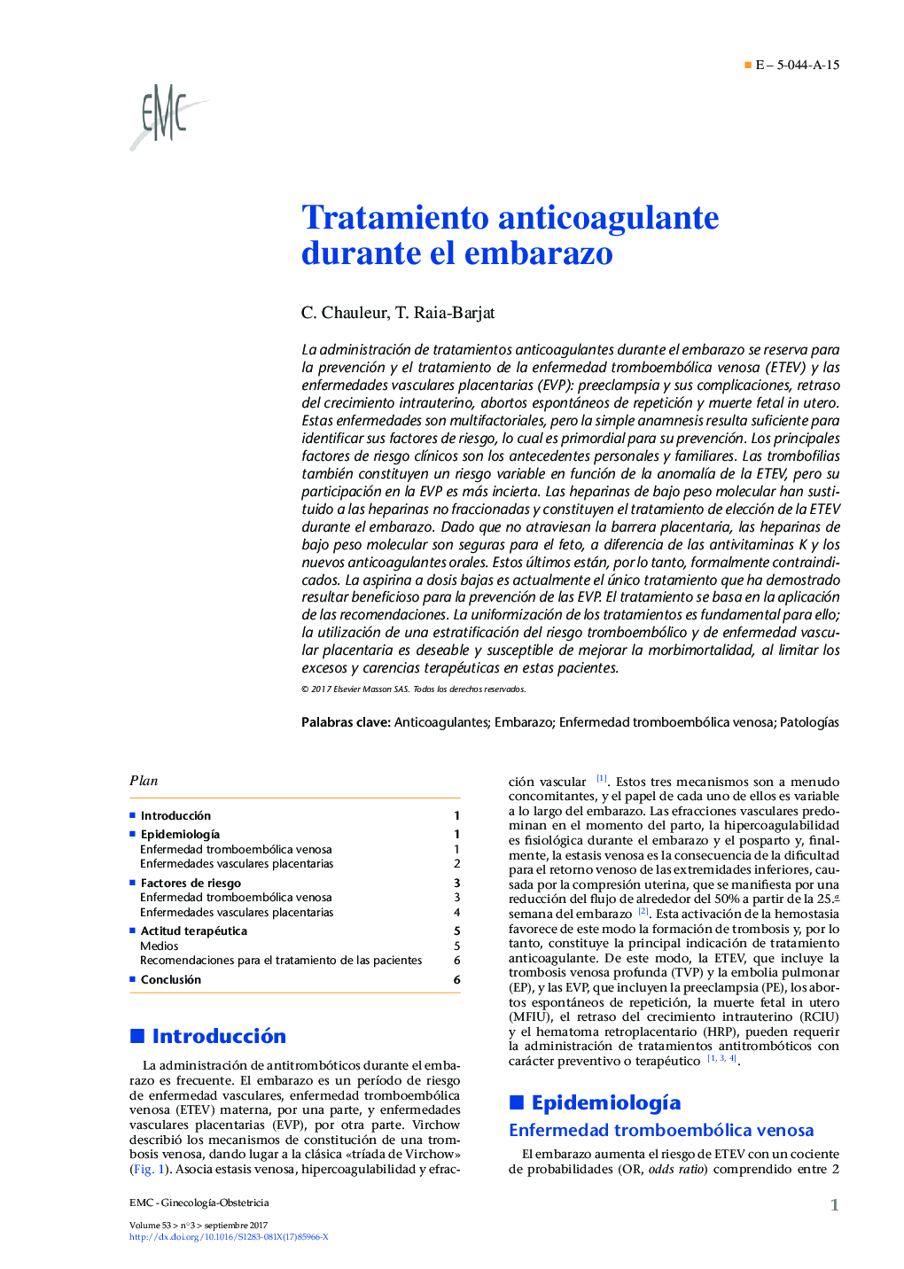 Tratamiento anticoagulante durante el embarazo