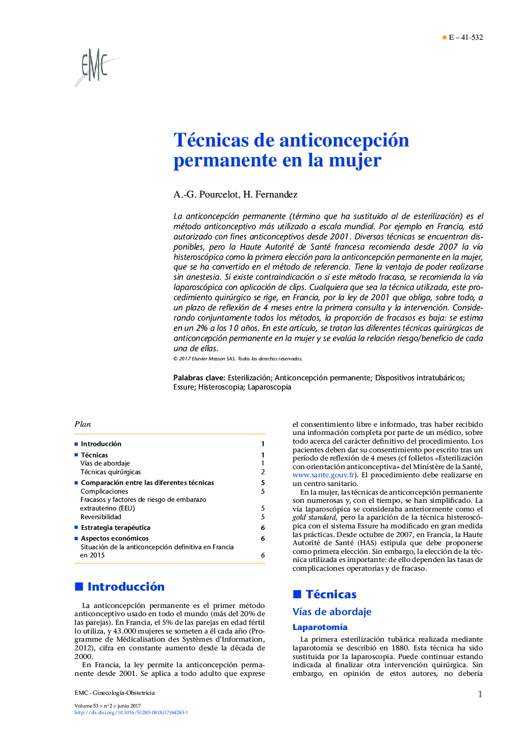 Técnicas de anticoncepción permanente en la mujer