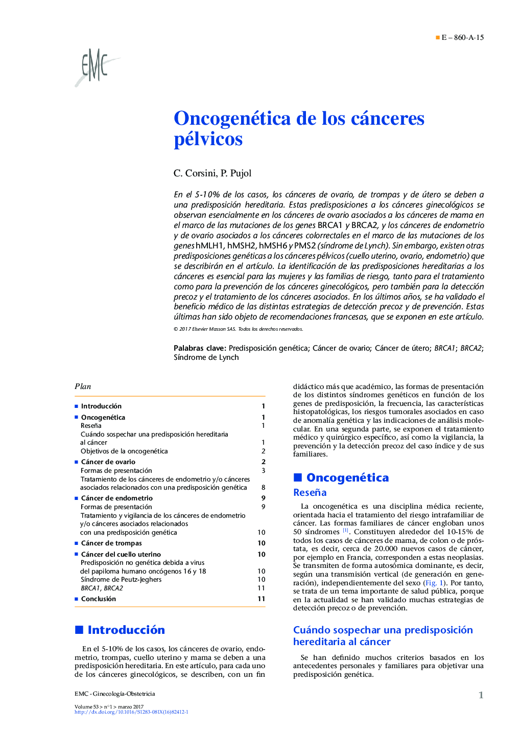 Oncogenética de los cánceres pélvicos