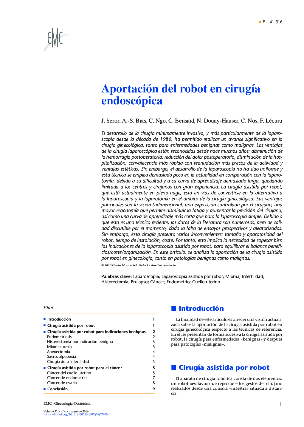 Aportación del robot en cirugÃ­a endoscópica