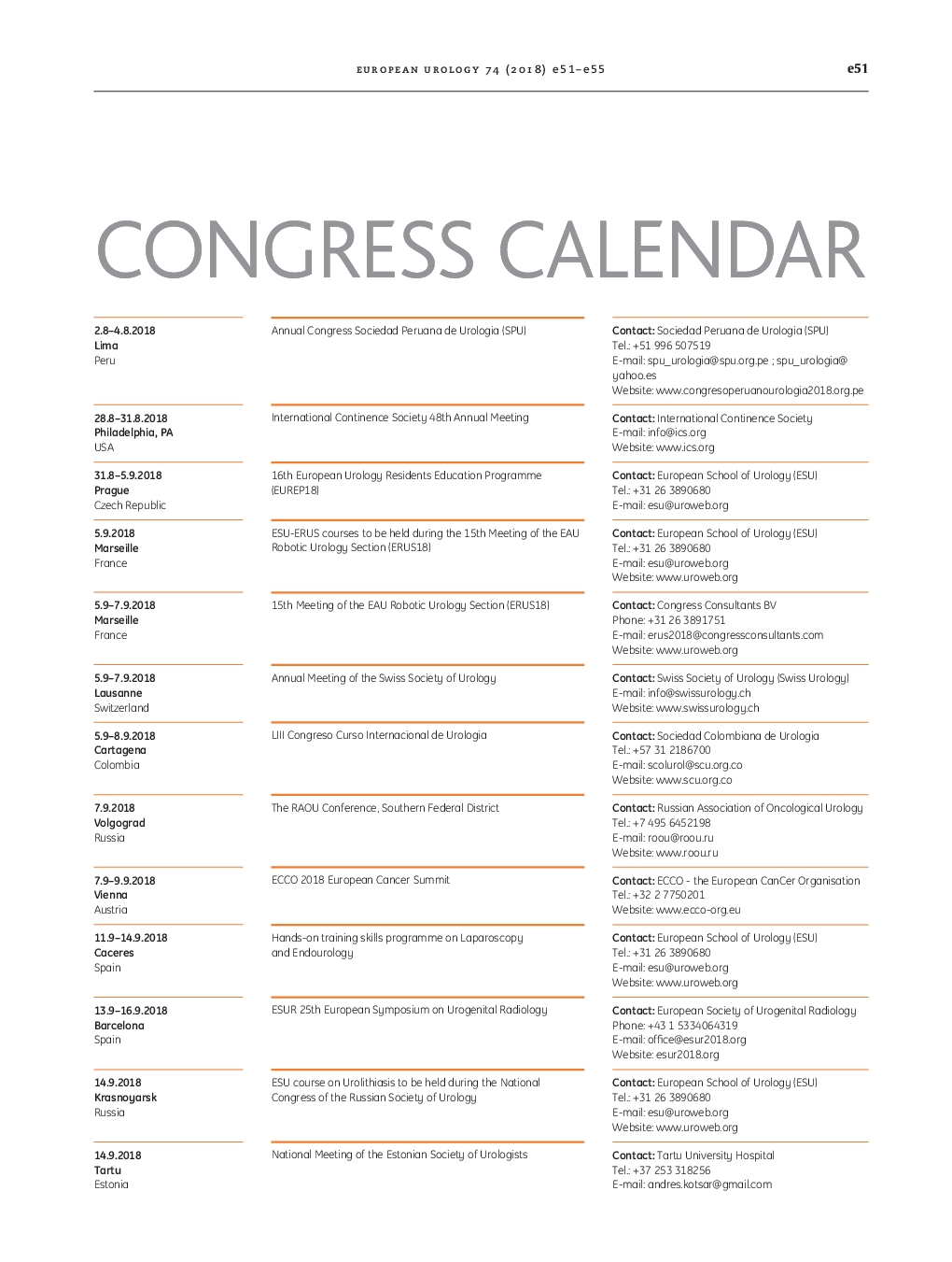 Congress Calendar