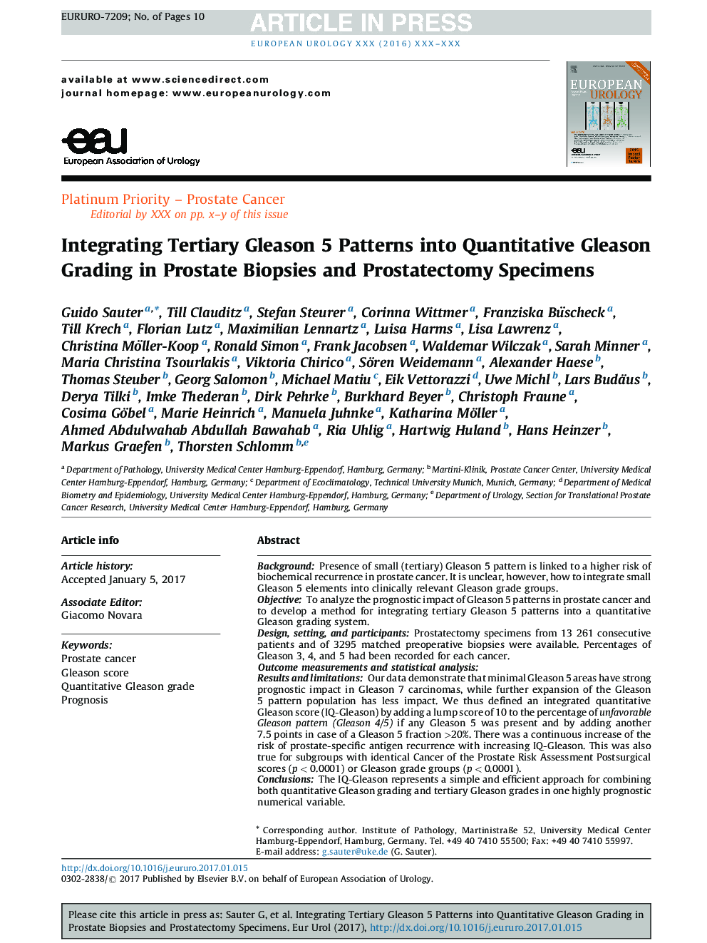 Integrating Tertiary Gleason 5 Patterns into Quantitative Gleason Grading in Prostate Biopsies and Prostatectomy Specimens