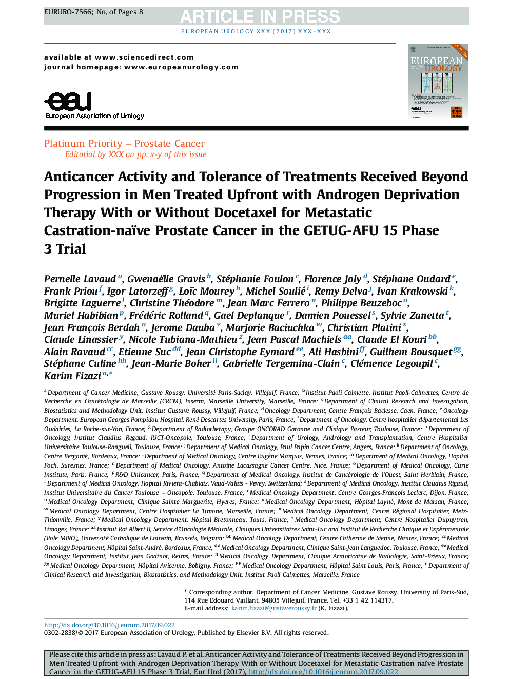 Anticancer Activity and Tolerance of Treatments Received Beyond Progression in Men Treated Upfront with Androgen Deprivation Therapy With or Without Docetaxel for Metastatic Castration-naïve Prostate Cancer in the GETUG-AFU 15 Phase 3 Trial