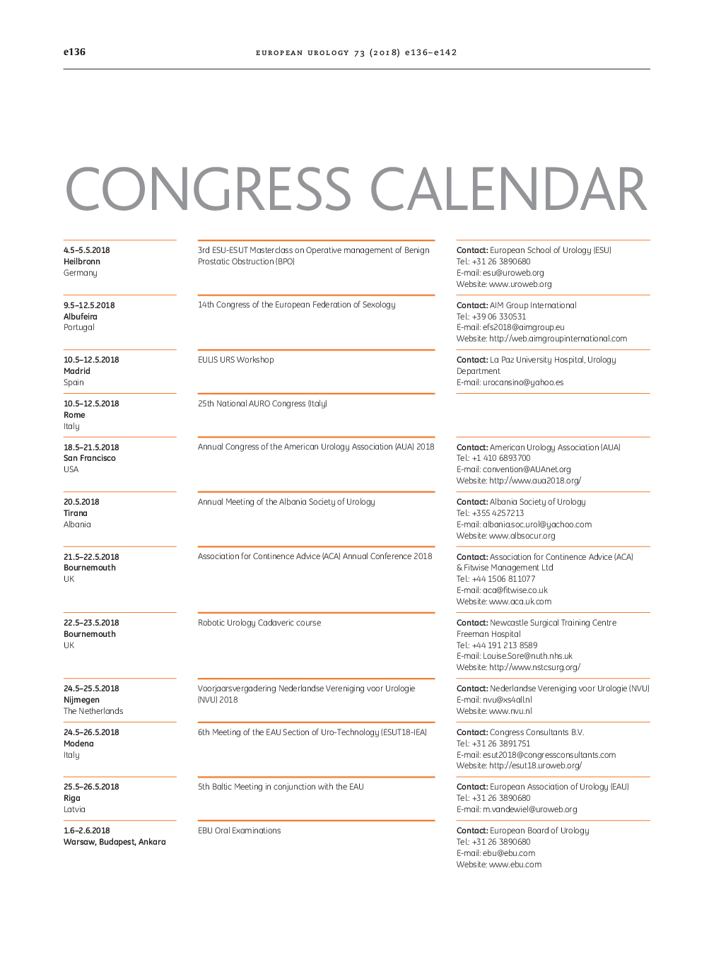 Congress Calendar