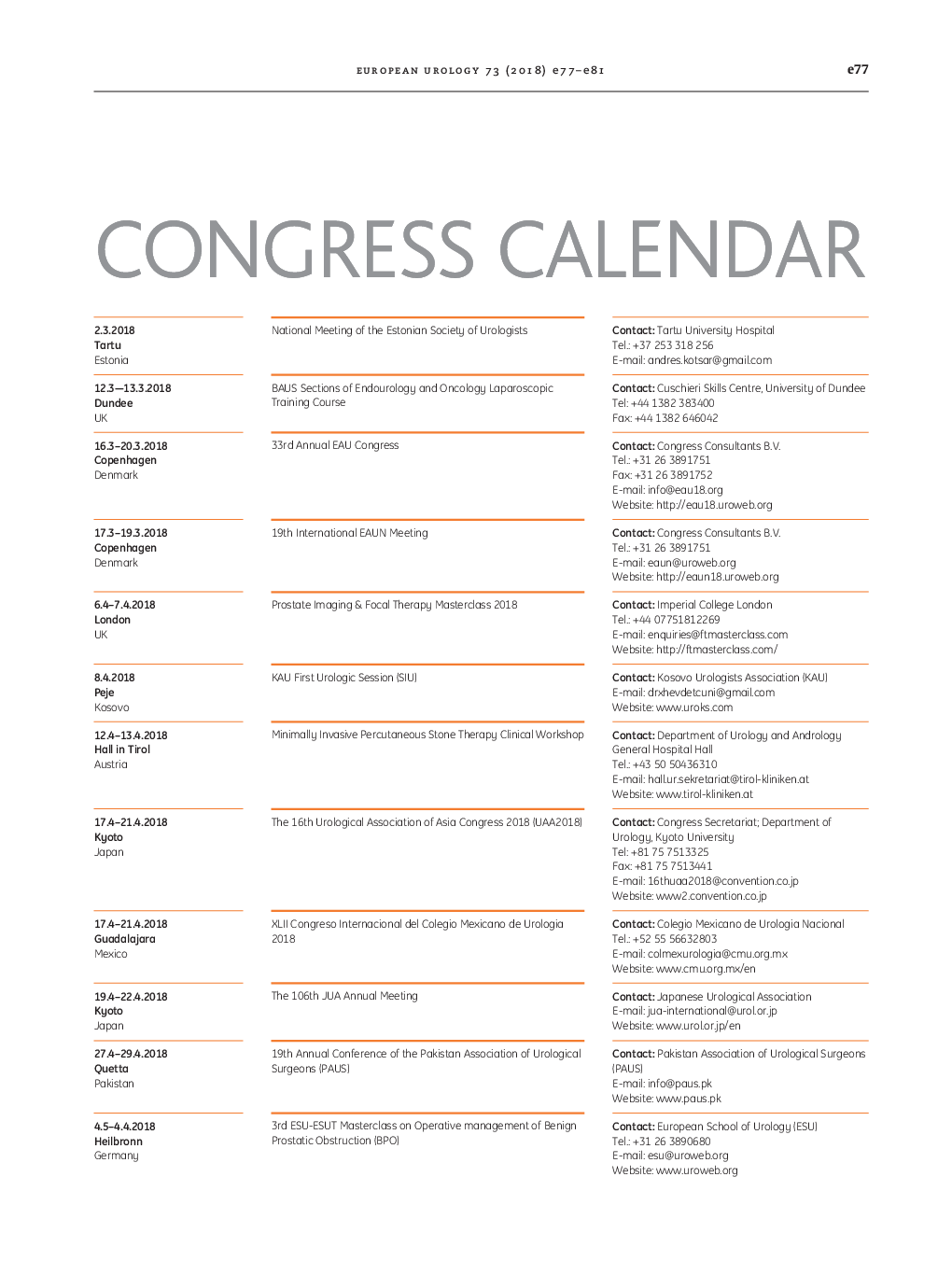 تقویم کنگره 
