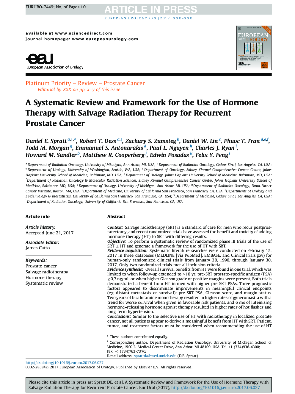 بررسی و چارچوب سیستماتیک برای استفاده از درمان هورمون با درمان رادیواکتیو برای سرطان پروستات مجدد 