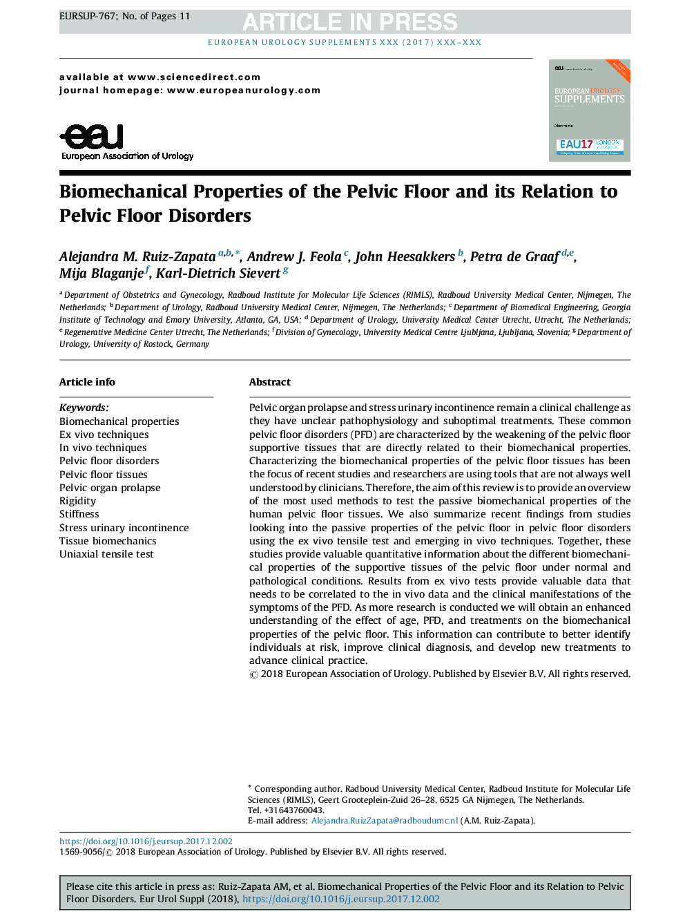 Biomechanical Properties of the Pelvic Floor and its Relation to Pelvic Floor Disorders