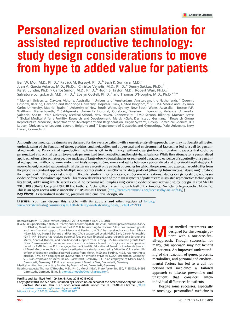Personalized ovarian stimulation for assisted reproductive technology: study design considerations to move from hype to added value for patients