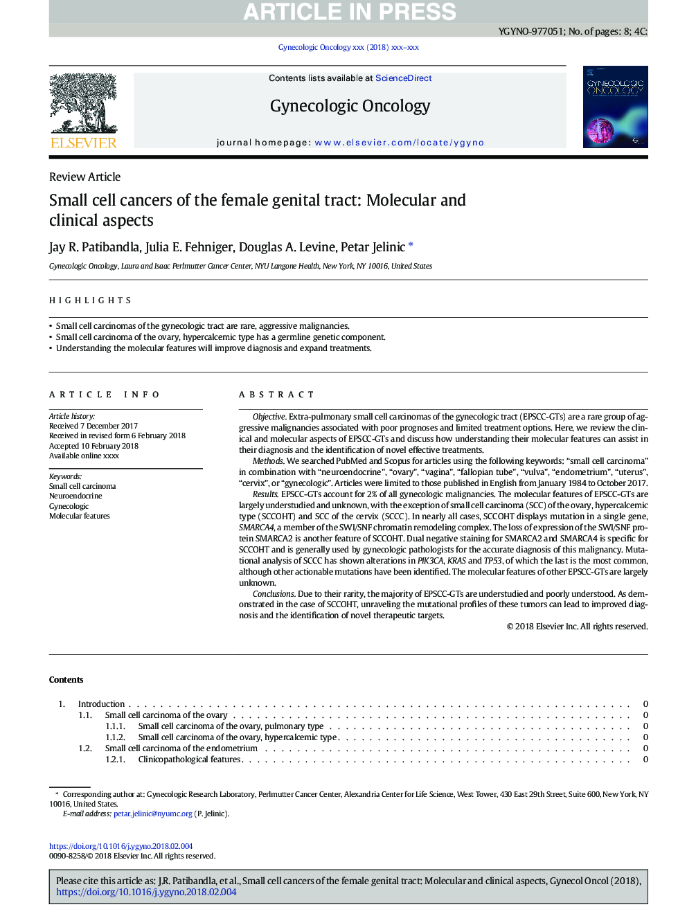 Small cell cancers of the female genital tract: Molecular and clinical aspects