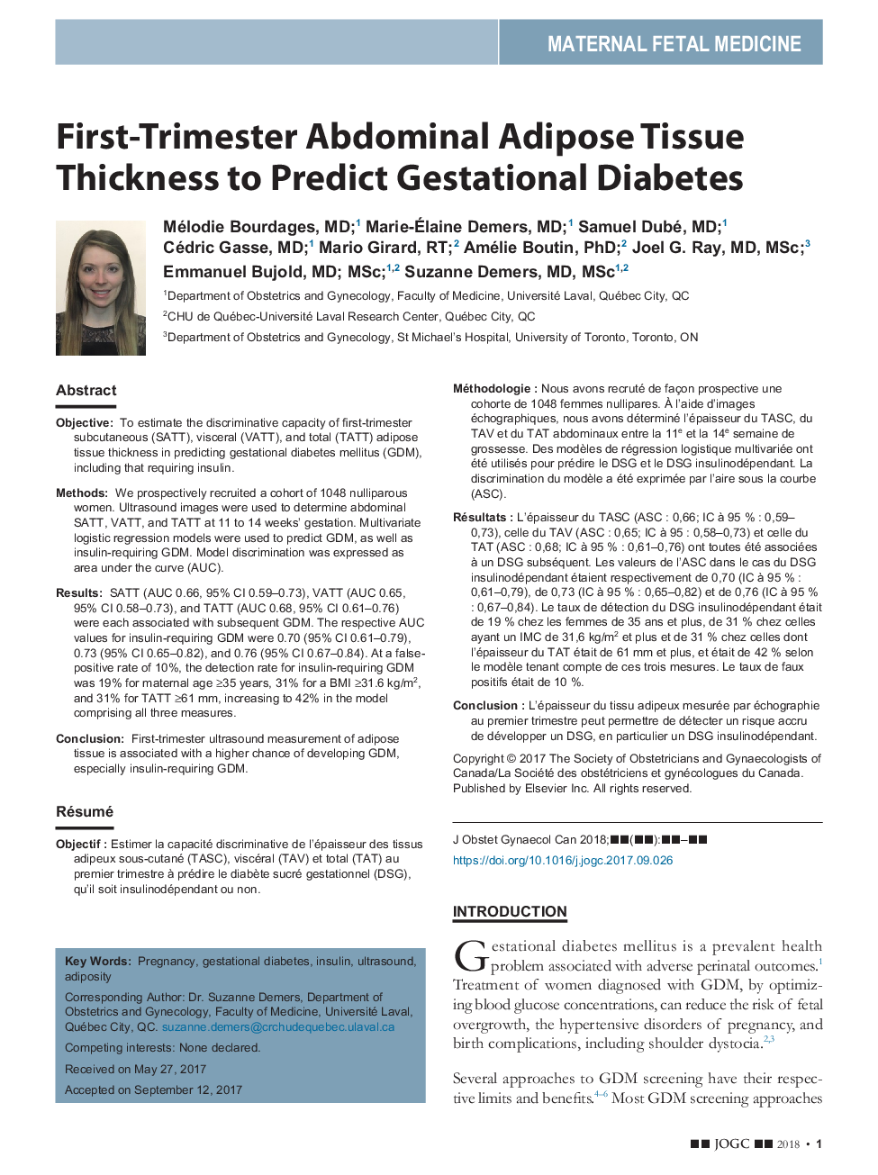 First-Trimester Abdominal Adipose Tissue Thickness to Predict Gestational Diabetes