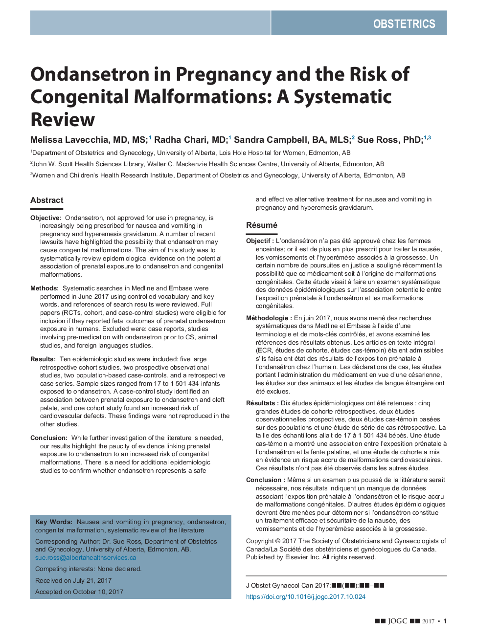 Ondansetron in Pregnancy and the Risk of Congenital Malformations: A Systematic Review