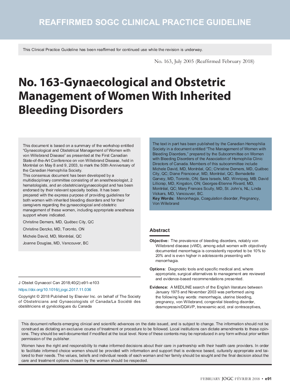شماره 163 - مدیریت زنان و زایمان زنان مبتلا به اختلالات خونریزی به ارث می رسد 
