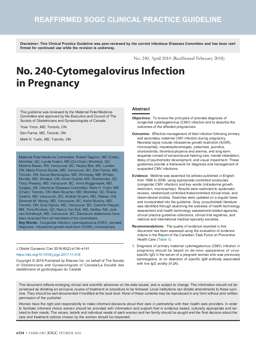 شماره 240- عفونت سیتومگالوویروس در بارداری 