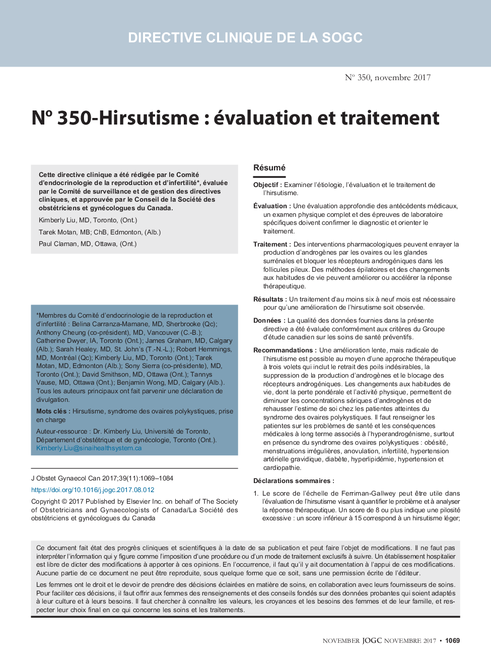 No 350-Hirsutisme : évaluation et traitement