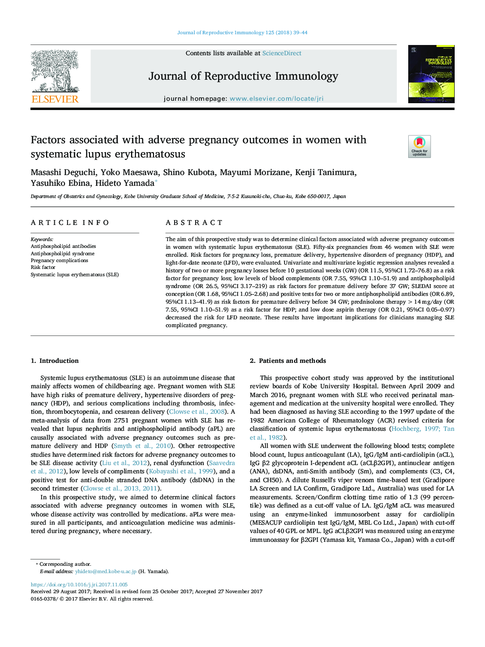 Factors associated with adverse pregnancy outcomes in women with systematic lupus erythematosus