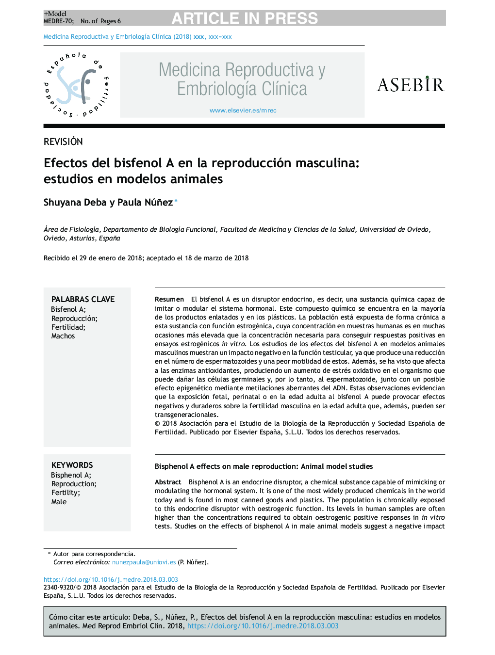 Efectos del bisfenol A en la reproducción masculina: estudios en modelos animales