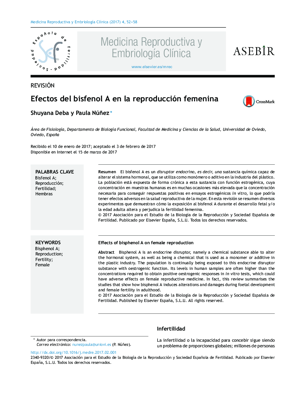 Efectos del bisfenol A en la reproducción femenina