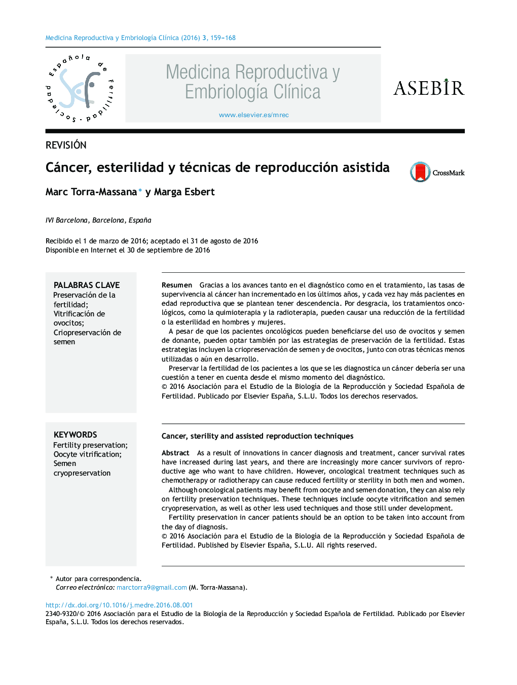 Cáncer, esterilidad y técnicas de reproducción asistida